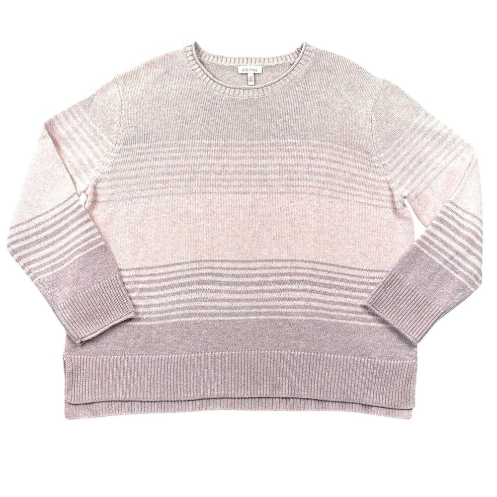 Ella Moss Pink Striped Knit Sweater Soft Lightweight Pullover - XL